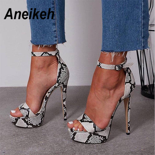 Aneikeh 2019 Serpentine Platform High Heels Sandals Summer Sexy Ankle