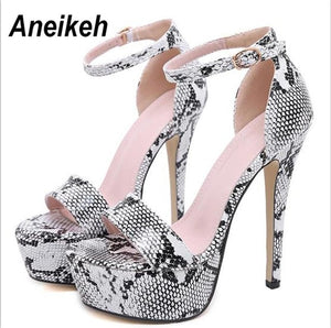 Aneikeh 2019 Serpentine Platform High Heels Sandals Summer Sexy Ankle