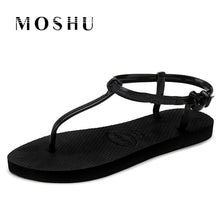 Load image into Gallery viewer, Summer Women Sandals T Stripe Flat Sandals female Gladiator